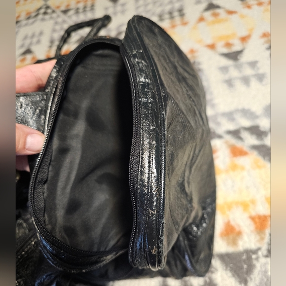 CLAIRE CHASE Black Patchwork Executive Leather Duffel Bag Weekender - Picture 2 of 13